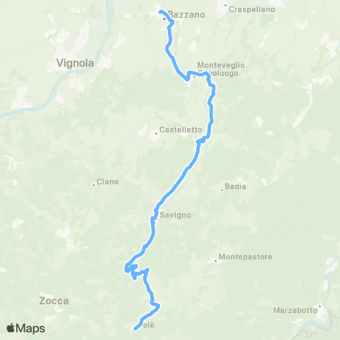 Tper BO Bazzano - Monteveglio - Fagnano - Savigno - Tole map