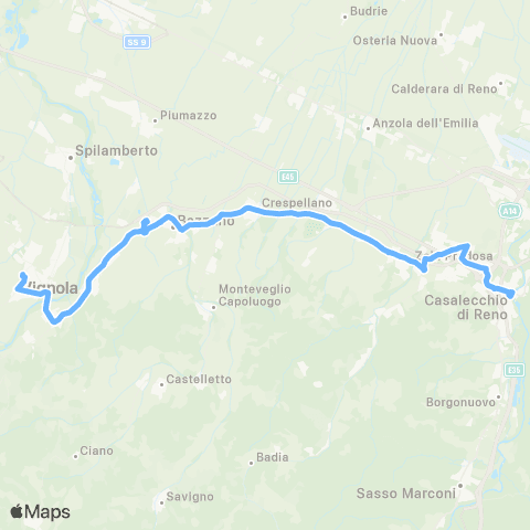 Tper BO Bologna - Z.I. Casalecchio - Z.I. Zola Predosa - Bazzano - Vignola map