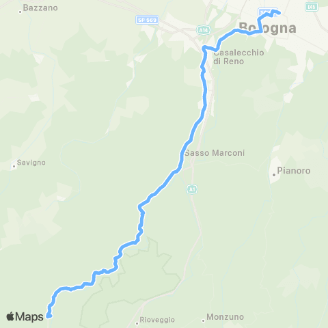 Tper BO Bologna - Casalecchio di Reno - Sasso Marconi - Sibano - Vergato map