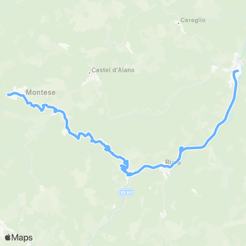 Tper BO Vergato - Riola - Marano - Pietracolora - Montese map