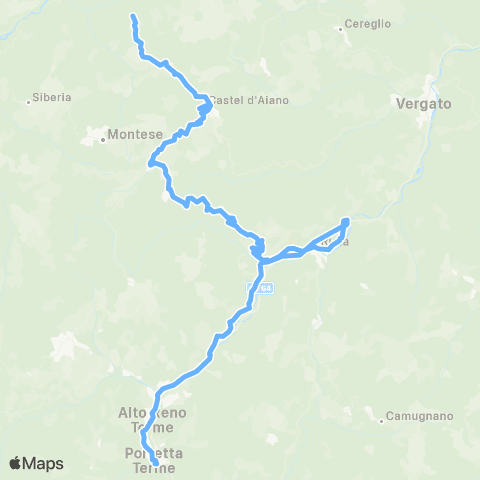 Tper BO Porretta Terme - Marano - Pietracolora - (Castel d'Aiano) - Montese - (Semelano) map