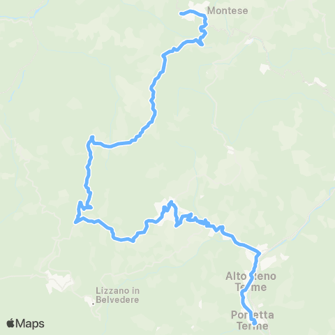 Tper BO Porretta Terme - Silla - Gaggio Montano - Querciola - Montese map