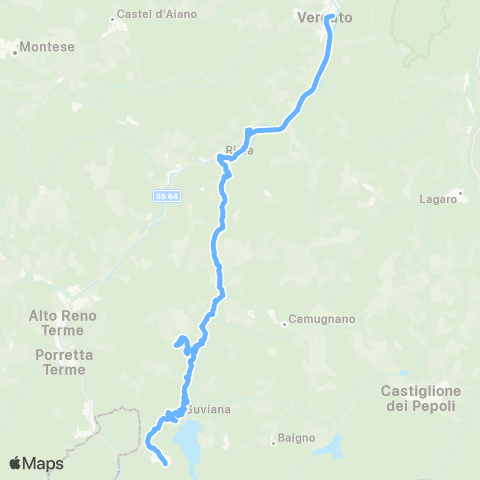 Tper BO Vergato - Riola - Castel di Casio - Suviana - Badi map