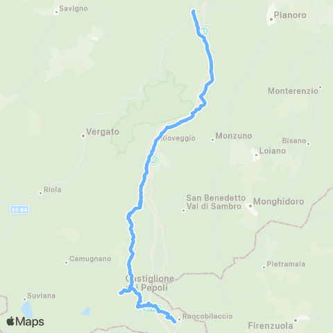 Tper BO Bologna - Sasso Marconi - Vado - Rioveggio - Castiglione dei Pepoli - San Giacomo map