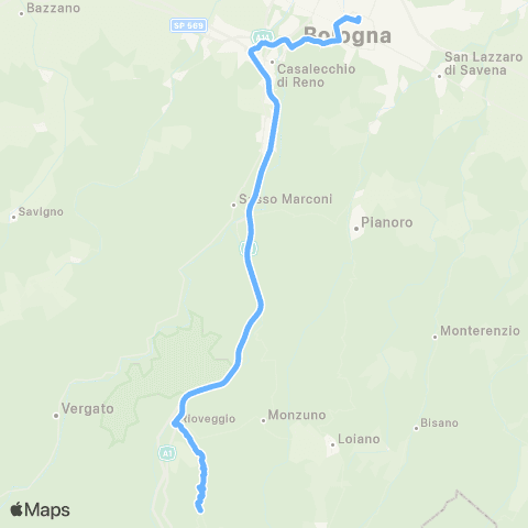 Tper BO Diretta Castel dell'Alpi - San Benedetto Val di Sambro - Rioveggio - Bologna map