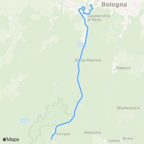 Tper BO Diretta Rioveggio - Casalecchio (Rotonda Malaguti) map
