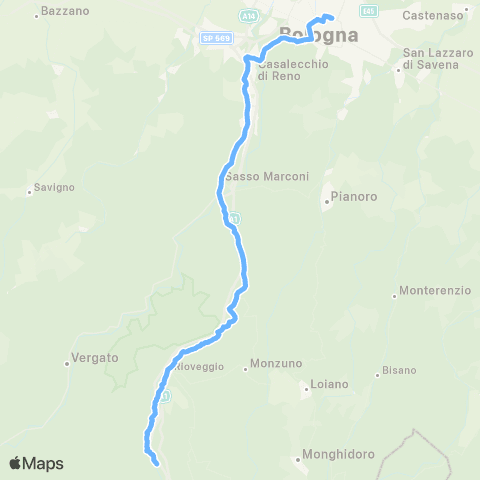 Tper BO Bologna - Vado - San Benedetto Val di Sambro - Castel Dell'Alpi / Pian del Voglio map