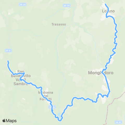 Tper BO Bivio Cà di Martino - San Benedetto Val di Sambro - Castel dell'Alpi - Monghidoro - Loiano map