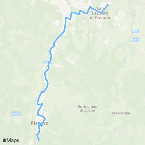 Tper BO Pianoro Vecchio - Rastignano - Foscherara - San Lazzaro Istituto Majorana map