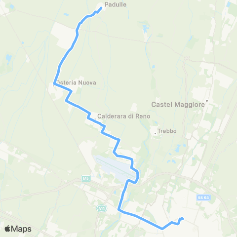 Tper BO Bologna Stazione Centrale - Lippo - Calderara di Reno - Osteria Nuova - Sala Bolognese - Padulle map