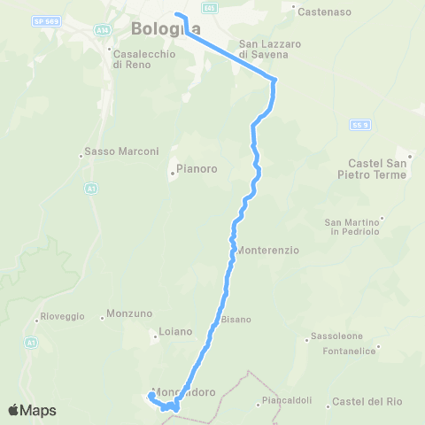 Tper BO Bologna - Monterenzio - San Benedetto del Querceto - Frassineta - Monghidoro map