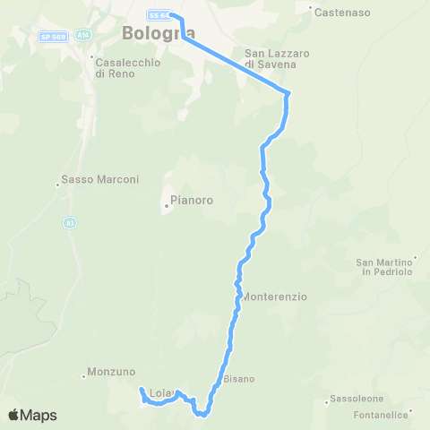 Tper BO Bologna - Monterenzio - San Benedetto del Querceto - Loiano map