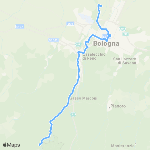 Tper BO Trebbo di Reno - Bologna - Casalecchio di Reno - Sasso Marconi - Sibano map