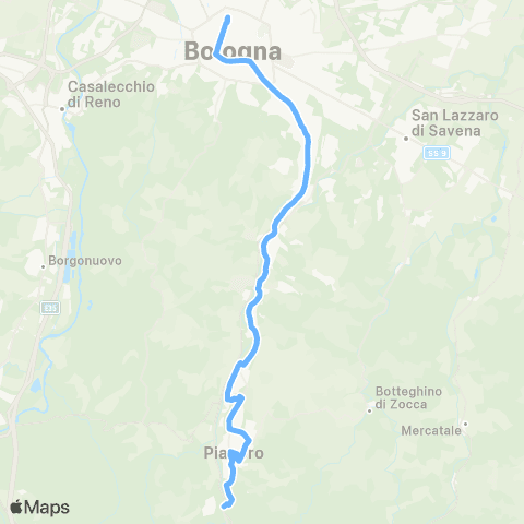 Tper BO Bologna Piazza Cavour - Rastignano - Carteria di Sesto - Pianoro map