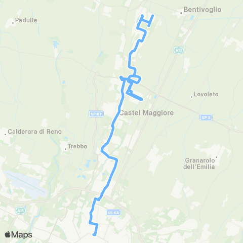 Tper BO Bologna - Funo - Centergross - Interporto - (Bentivoglio - Saletto) map