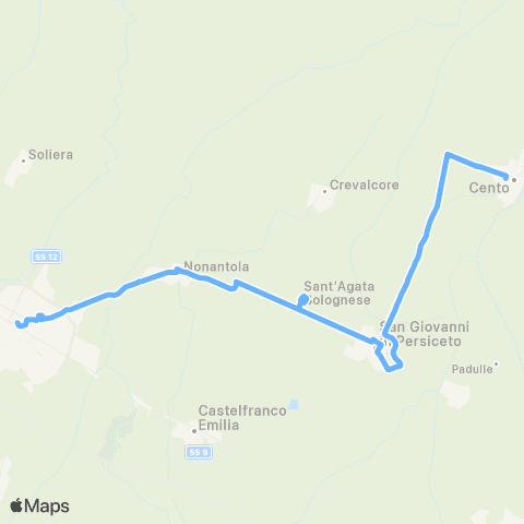 Tper BO Ferrara - Cento - Crevalcore - Modena map