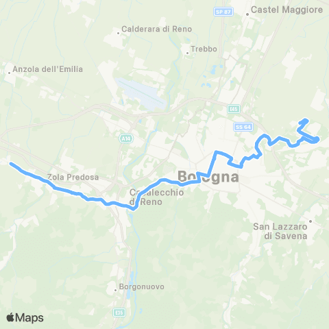 Tper BO Ponte Ronca - Casalecchio - Stazione Centrale - San Donato - San Sisto map