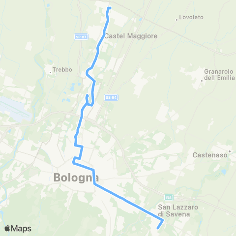 Tper BO Funo - Castel Maggiore - Corticella - Stazione Centrale - Mazzini - San Lazzaro map