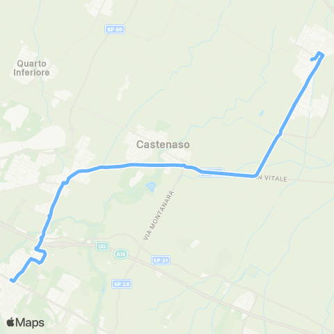 Tper BO Budrio Stazione - Villanova - San Lazzaro Municipio map