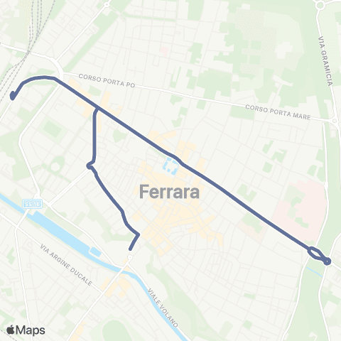 Tper FE Servizio Serale Linea 21 map