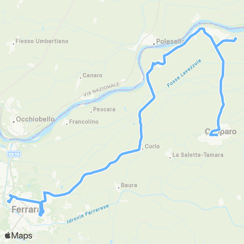 Tper FE Copparo-Ro - Boara-Ferrara map