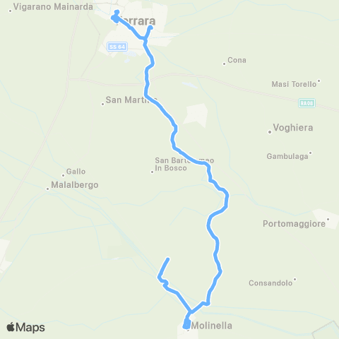 Tper FE Ferrara-Molinella-S.M.Codifiume map