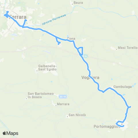 Tper FE Long-Bando-Portomaggiore-Voghiera-Ferrara map