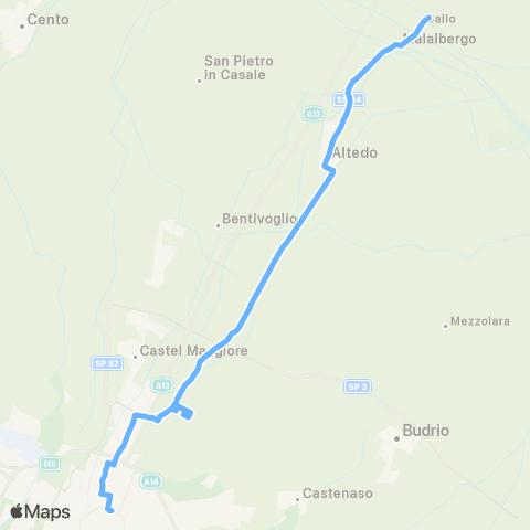 Tper FE Bologna-Altedo-Gallo map