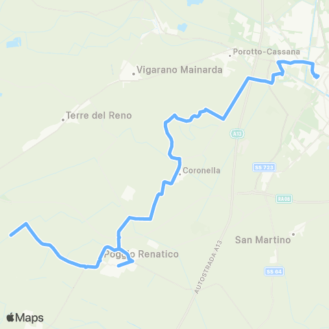 Tper FE Poggiorenatico-Coronella-Ferrara map