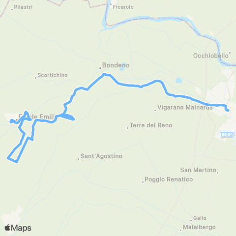 Tper FE Ferrara-Ponte Rodoni-Bondeno-Finale Emilia map