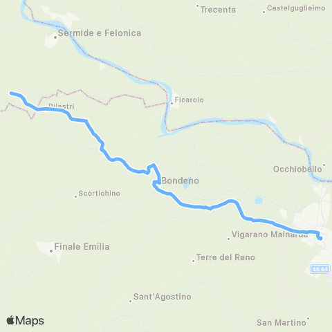 Tper FE Malcantone-Pilastri-Bondeno-Ferrara map