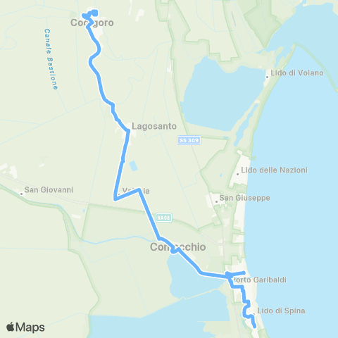 Tper FE Codigoro-Portogaribaldi-Ravenna map