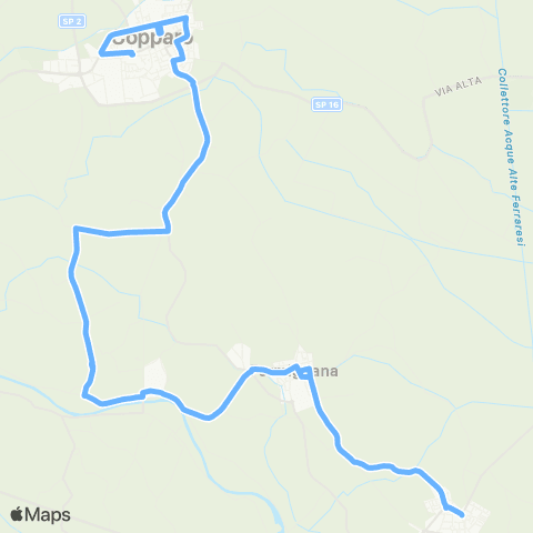 Tper FE Taxibus Copparo Linea A map