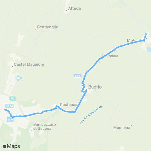 Tper FE Sostitutivo Bologna Molinella map