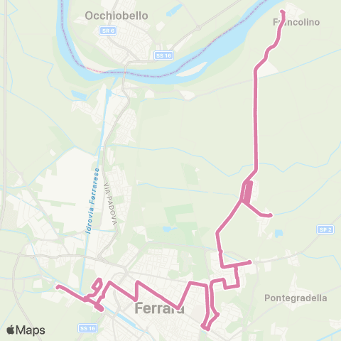 Tper FE Malborgh-V.Copparo-Cavour-C.Piave-V.Trenti map