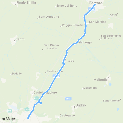 Tper FE Ferrara-Gallo-Altedo-Bologna map