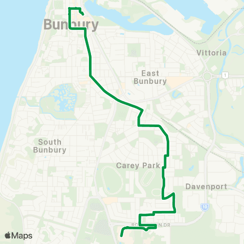 TransBunbury Bunbury - Health Campus map