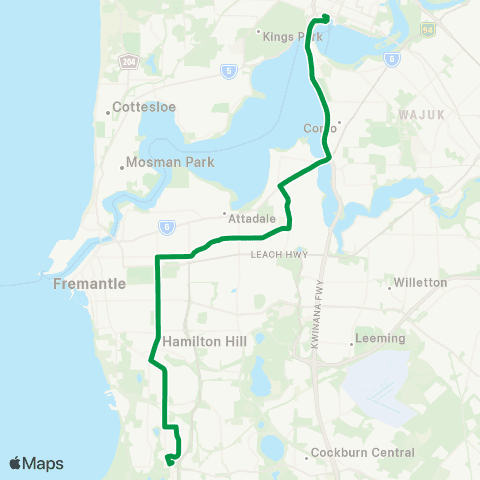 Transperth Elizabeth Quay - Munster map