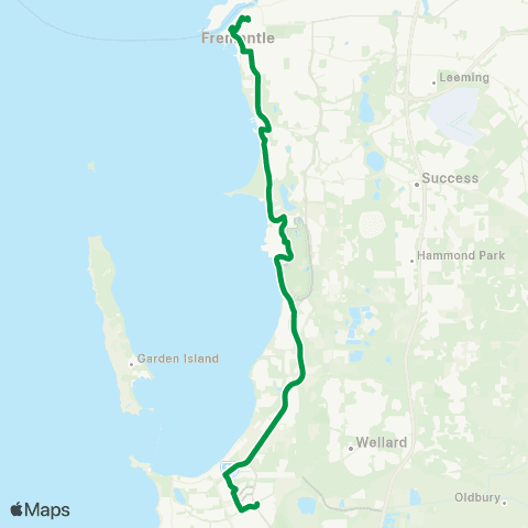 Transperth Fremantle - Rockingham map