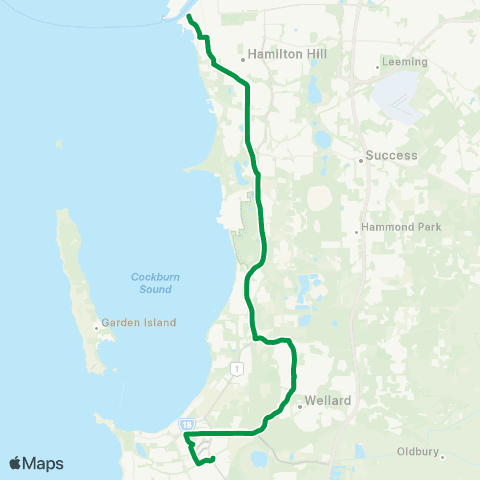 Transperth Fremantle - Rockingham map