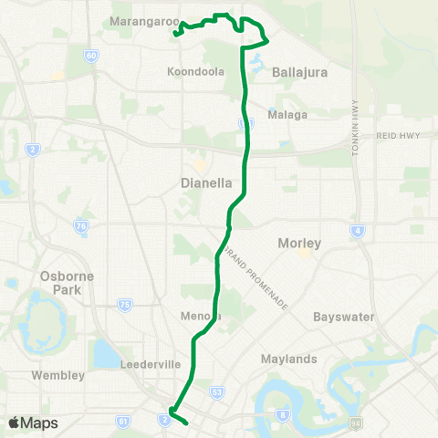 Transperth Perth - Alexander Heights map