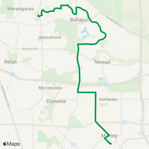 Transperth Perth - Alexander Heights map