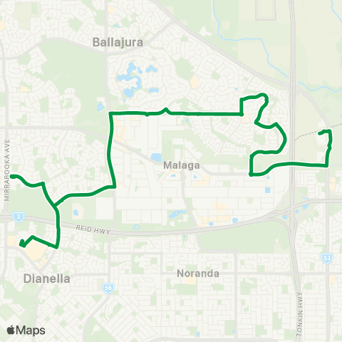 Transperth Perth - East Ballajura map