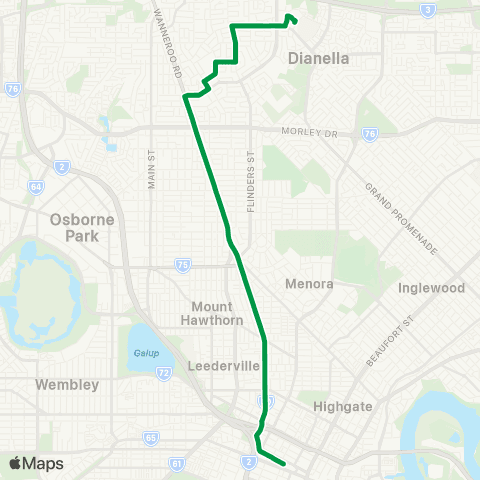 Transperth Perth - Mirrabooka map