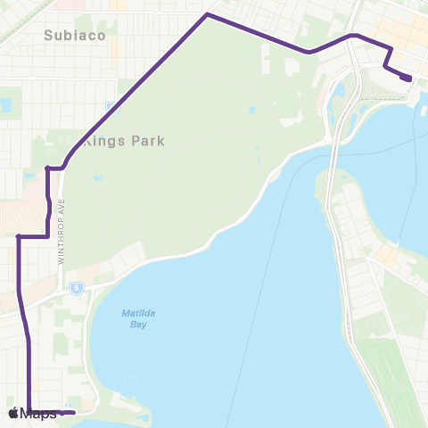 Transperth Purple CAT map