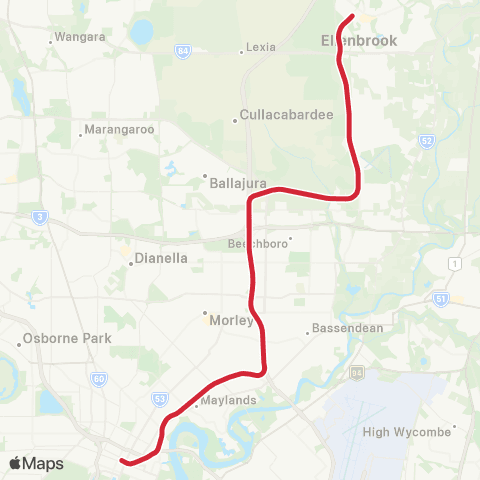 Transperth Ellenbrook map