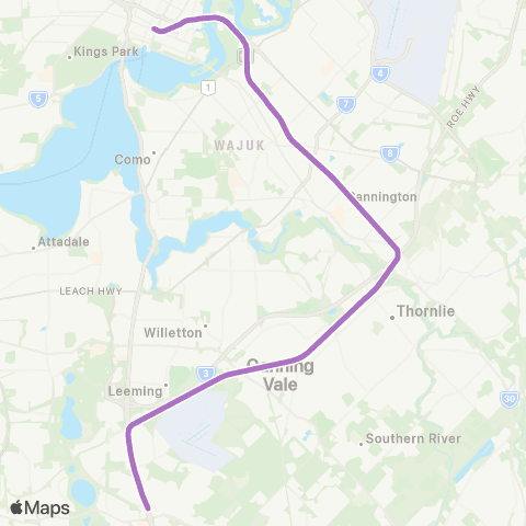 Transperth Thornlie-Cockburn map