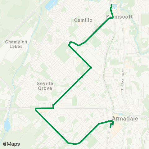 Transperth Kelmscott - Armadale map