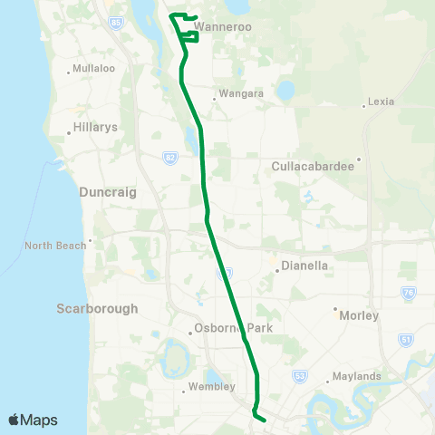 Transperth Perth - Wanneroo map
