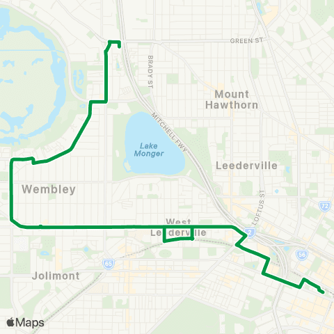 Transperth Perth - Glendalough map